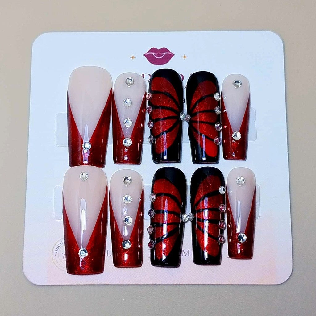 Set Rubor Estelar — uñas press on glam hechas a mano
