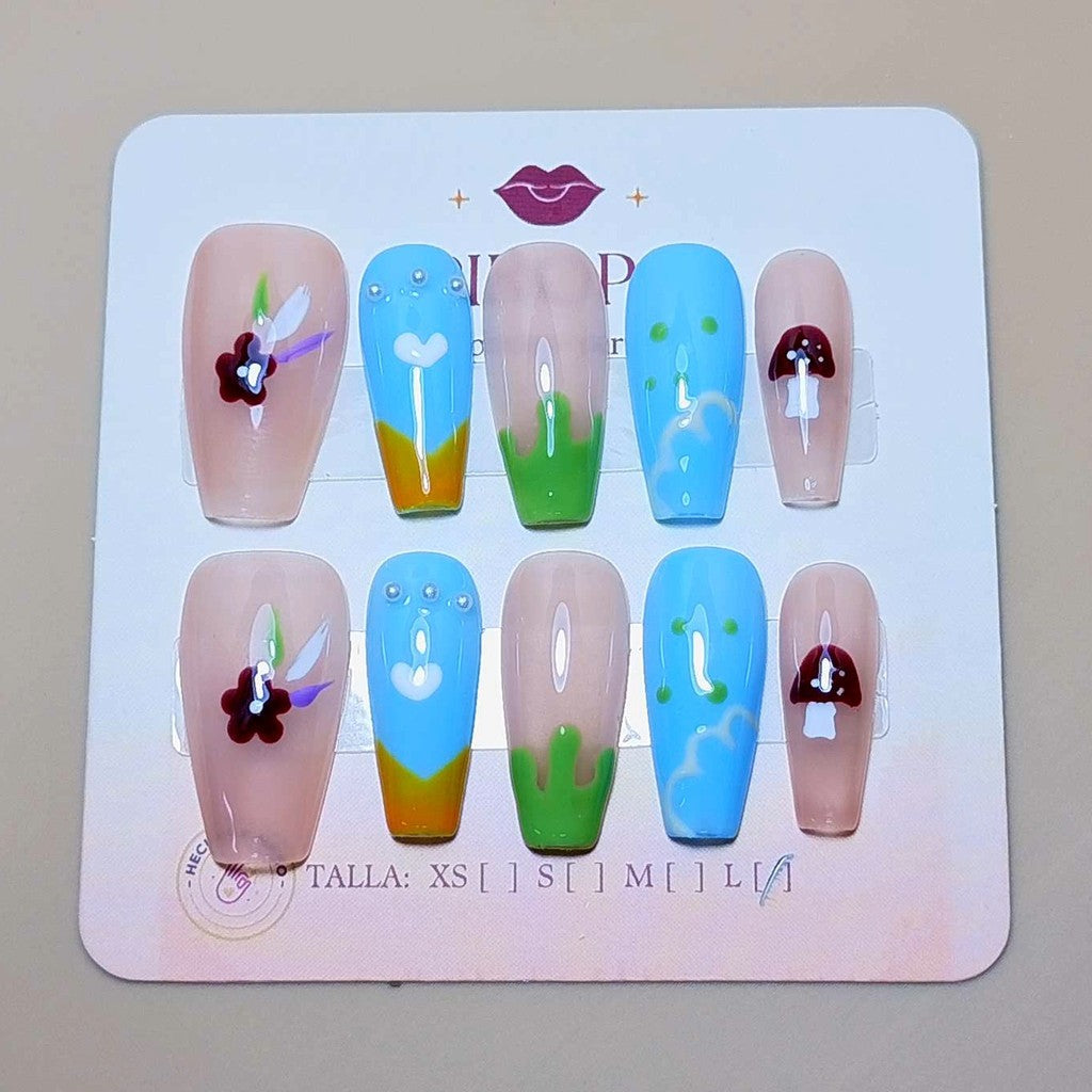 Set Verano Floral — uñas press on glam hechas a mano