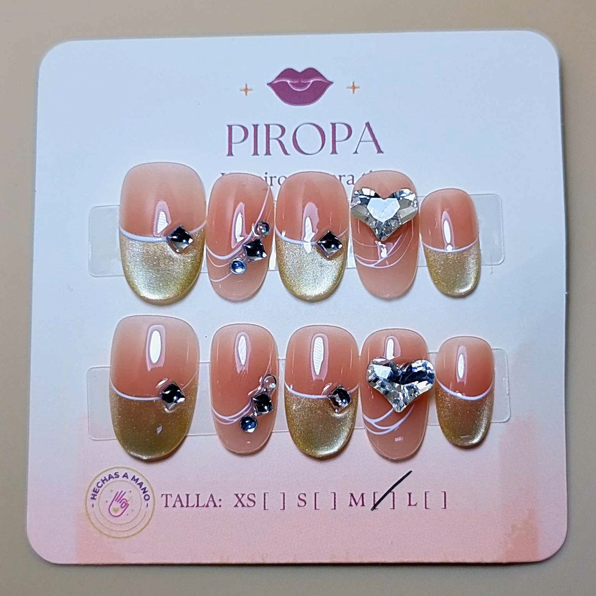 Set Destello Real — uñas press on glam hechas a mano
