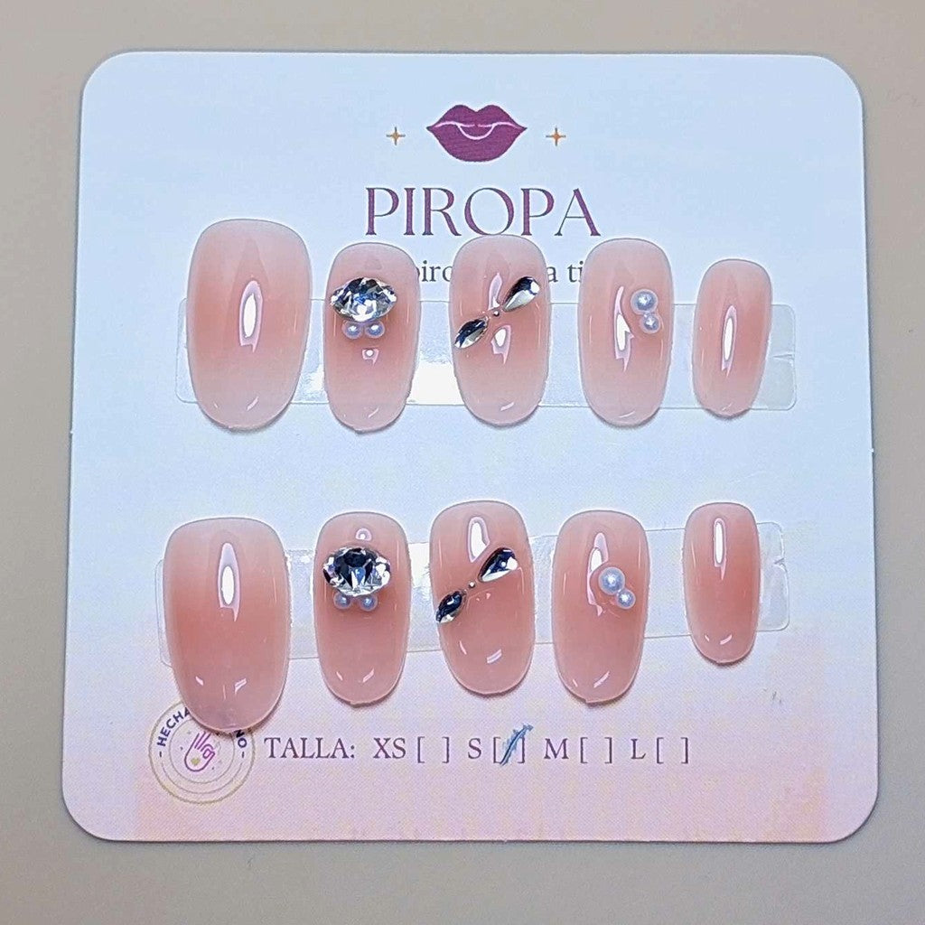 Set Pearl Essence — uñas press on coquette hechas a mano
