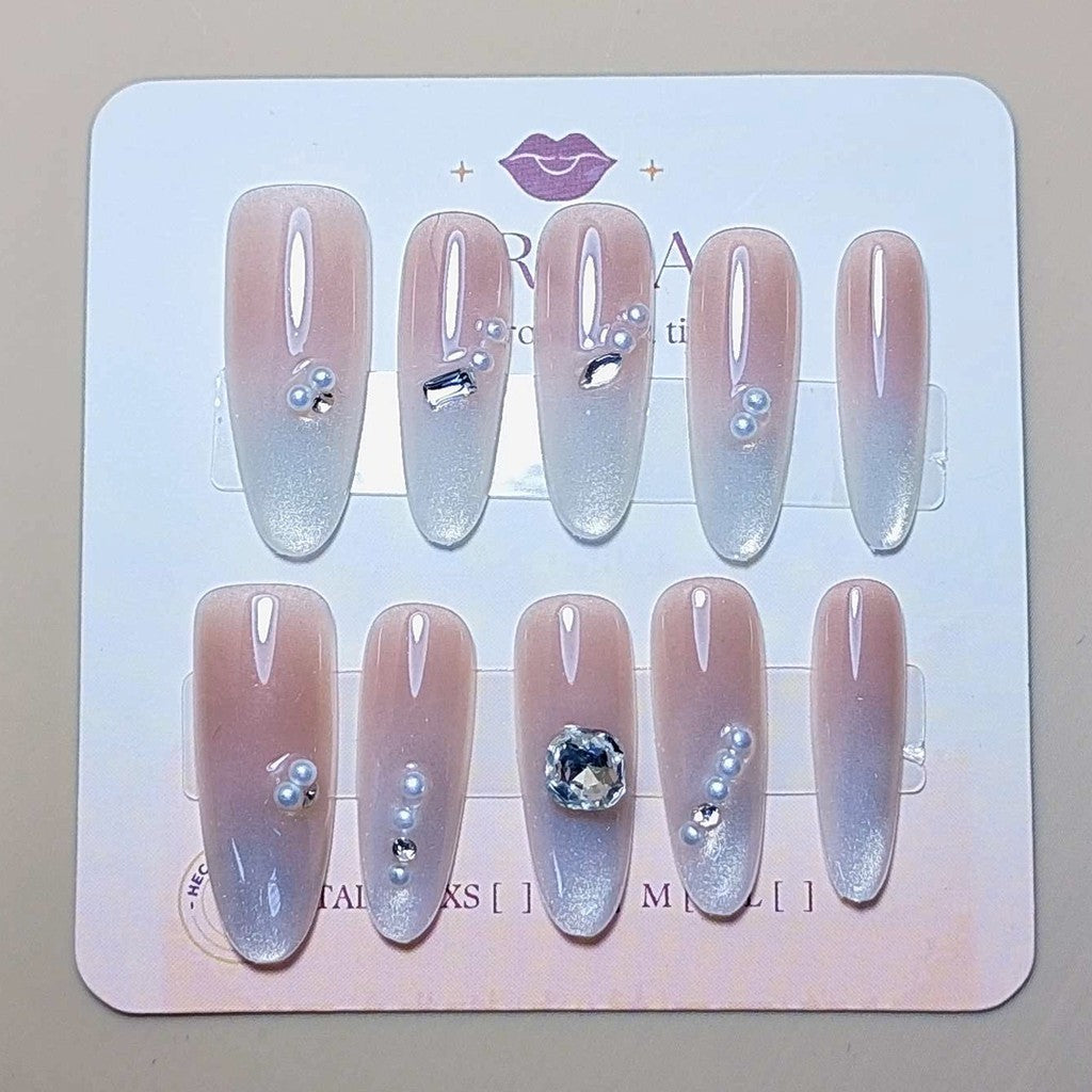 Set Caramelo de Perla — uñas press on glam hechas a mano