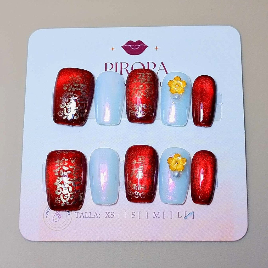 Set Trazo Zen Brillante — uñas press on glam hechas a mano