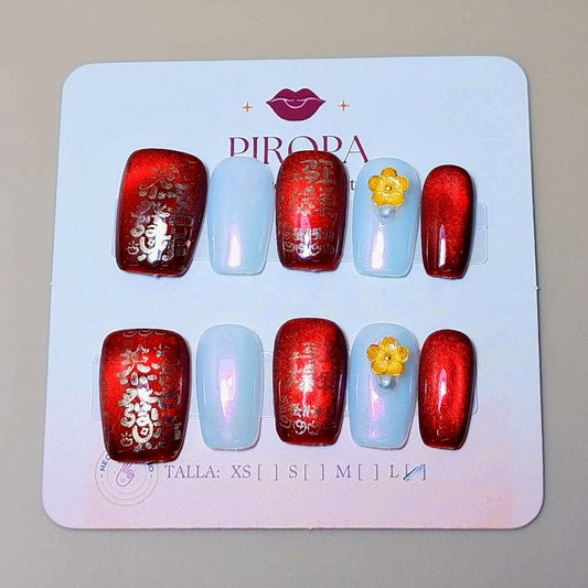Set Trazo Zen Brillante — uñas press on glam hechas a mano