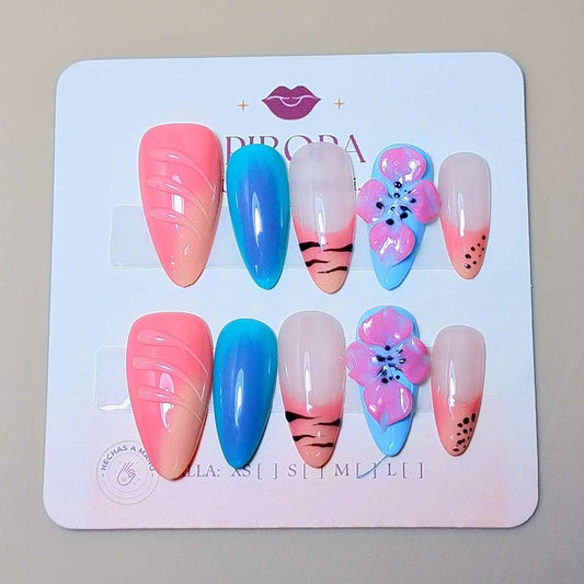 Set Tigre De Glamour — uñas press on glam hechas a mano