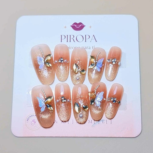 Set Polvo De Brillo Mariposa — uñas press on glam hechas a mano