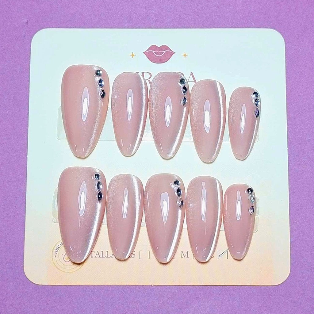 Set Diamante Rosado — uñas press on glam hechas a mano