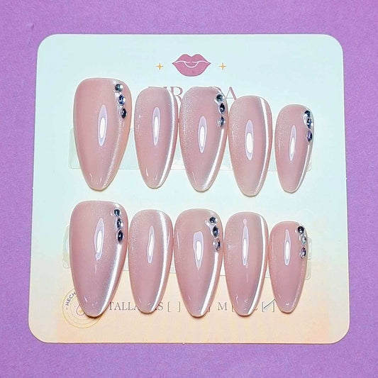 Set Diamante Rosado — uñas press on glam hechas a mano
