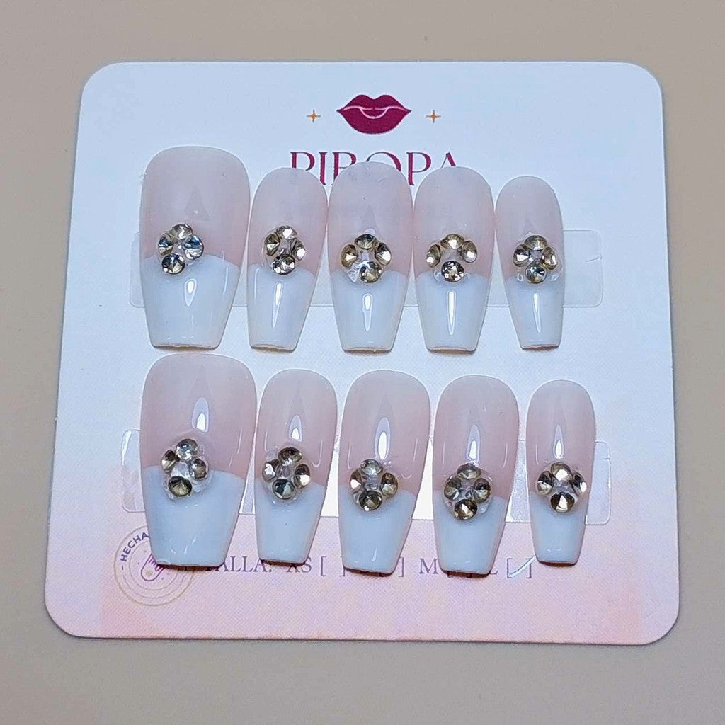 Set Gala De Cristal — uñas press on glam hechas a mano