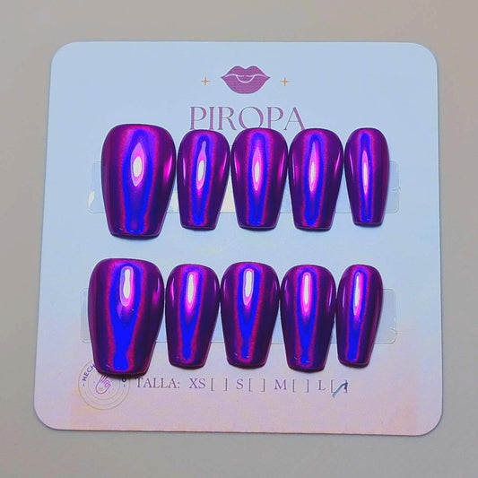 Set Violeta Neon — uñas press on glam hechas a mano