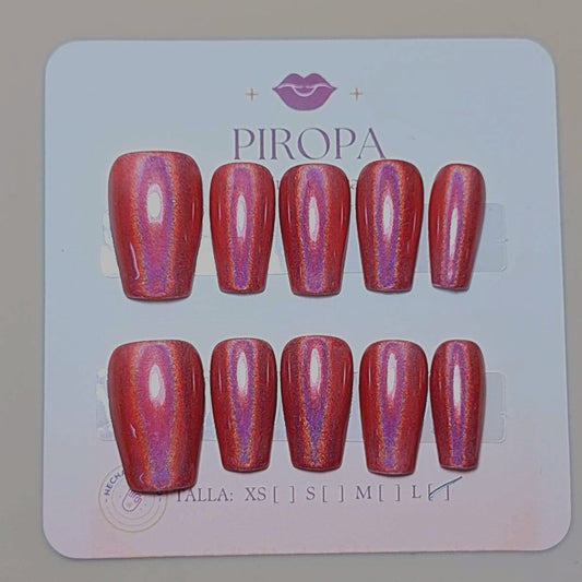 Set Suspiro Brillo Arcoíris — uñas press on glam hechas a mano