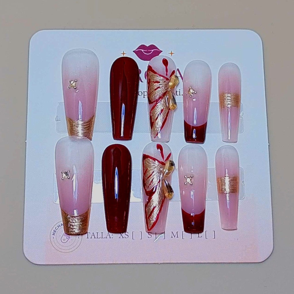 Set Sueño Destello Dorado — uñas press on glam hechas a mano