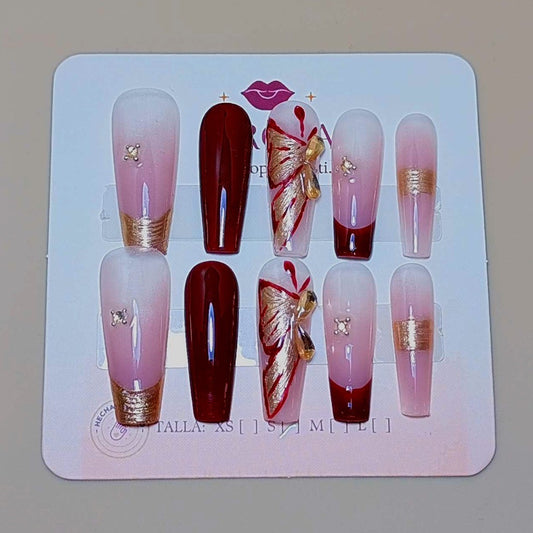 Set Sueño Destello Dorado — uñas press on glam hechas a mano