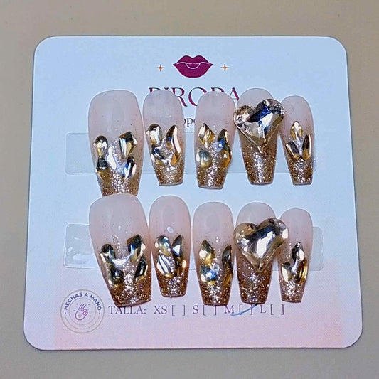 Set Rocío Diamante — uñas press on glam hechas a mano