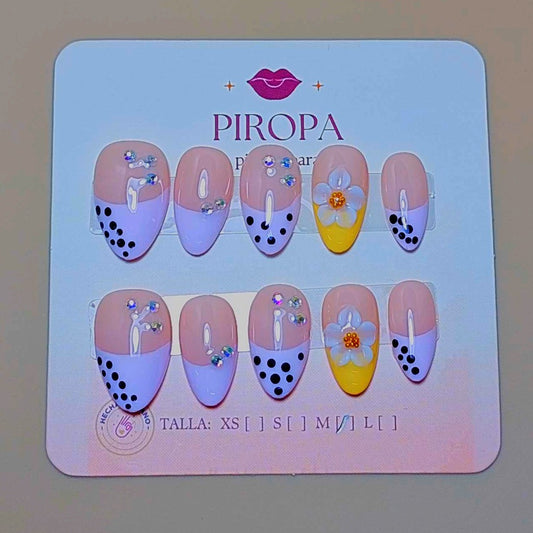 Set Bubble Tea Tropical — uñas press on glam hechas a mano