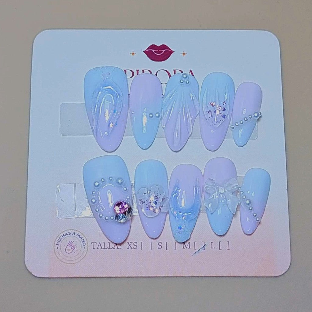 Set Unicornio Luminoso — uñas press on glam hechas a mano