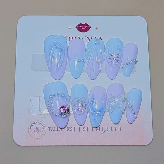 Set Unicornio Luminoso — uñas press on glam hechas a mano