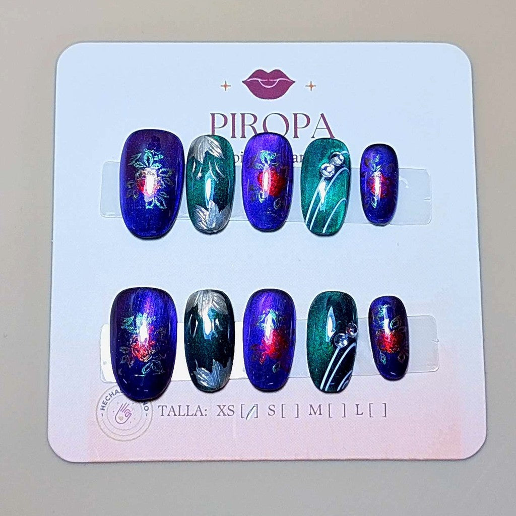 Set Flores Occidentales — uñas press on glam hechas a mano