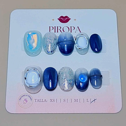 Set Aurora Magica — uñas press on glam hechas a mano
