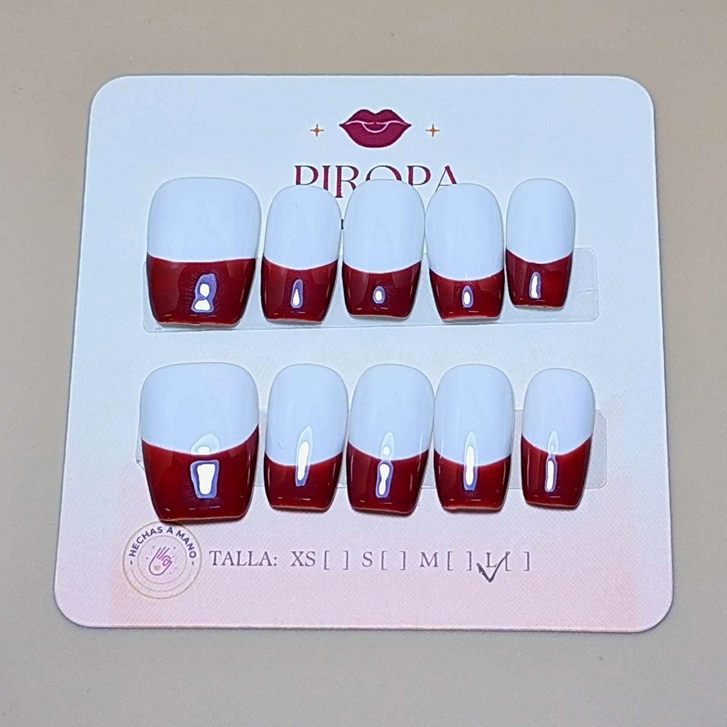 Set Pincelada Roja — uñas press on glam hechas a mano
