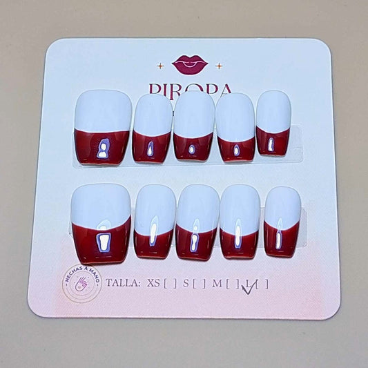 Set Pincelada Roja — uñas press on glam hechas a mano