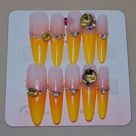 Set Cristales del Amanecer — uñas press on glam hechas a mano