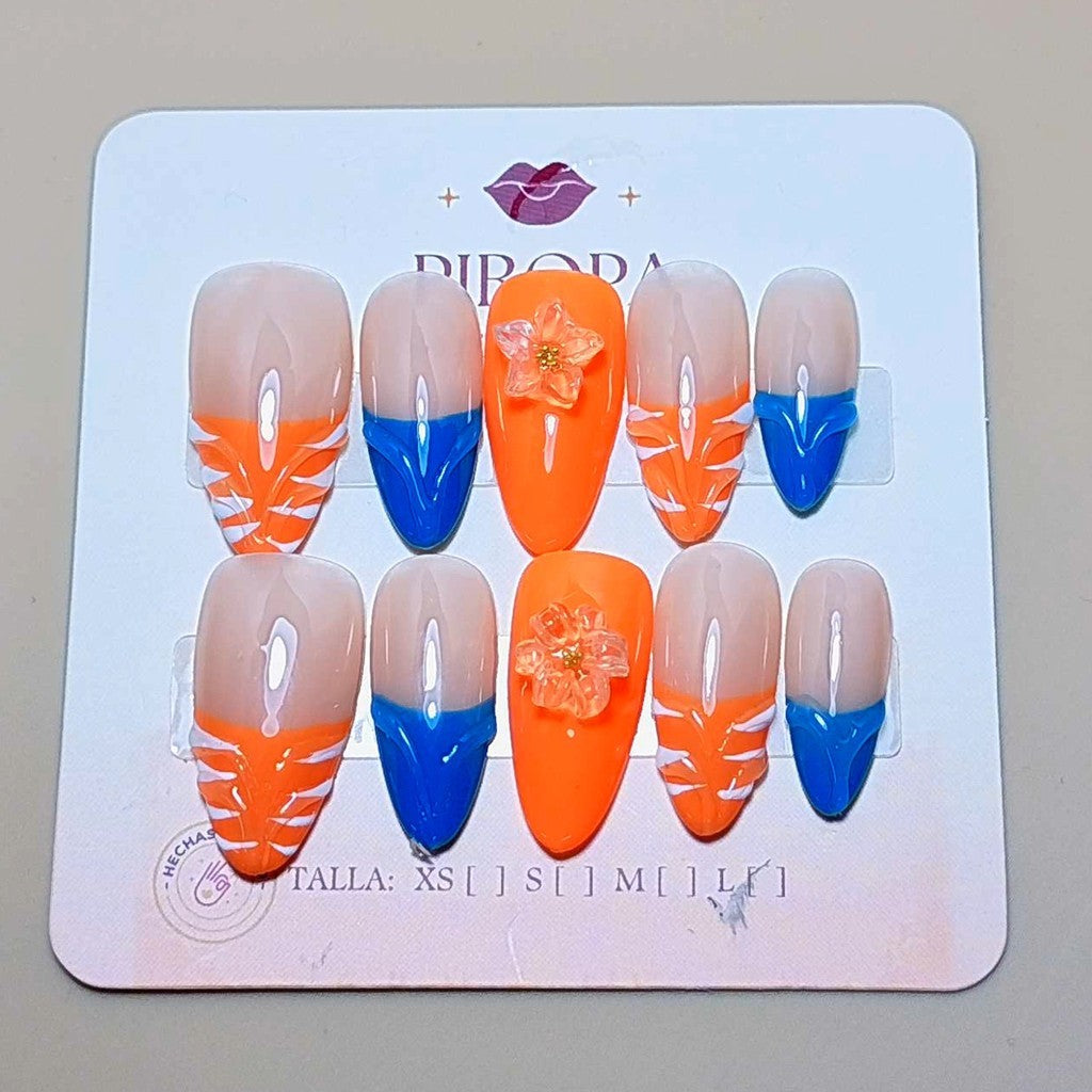 Set Tropical Arena y Mar — uñas press on glam hechas a mano