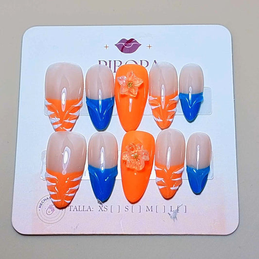 Set Tropical Arena y Mar — uñas press on glam hechas a mano