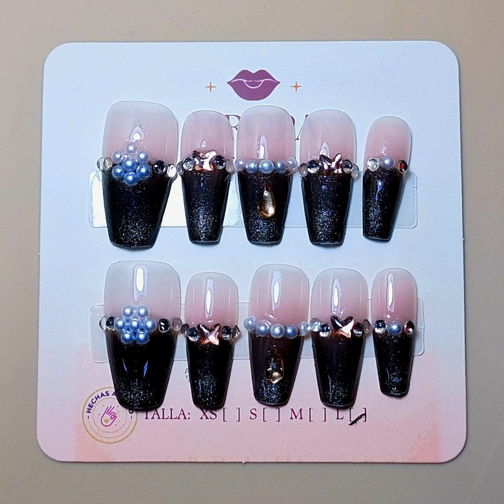 Set Noche de Gala — uñas press on glam hechas a mano
