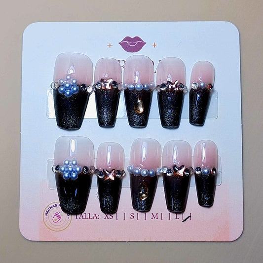 Set Noche de Gala — uñas press on glam hechas a mano