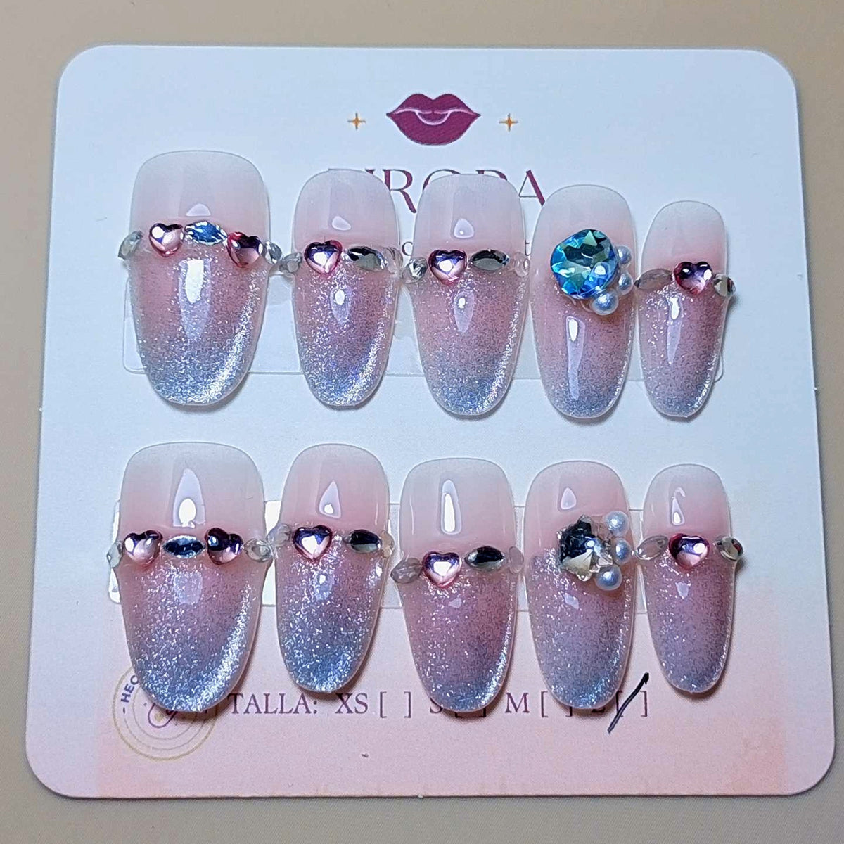 Set Magia de Cristal — uñas press on glam hechas a mano