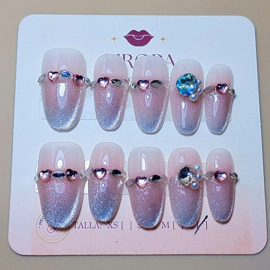 Set Magia de Cristal — uñas press on glam hechas a mano