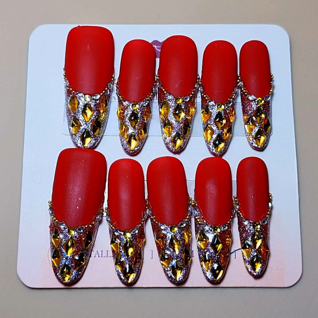 Set Lava de Cristal — uñas press on glam hechas a mano