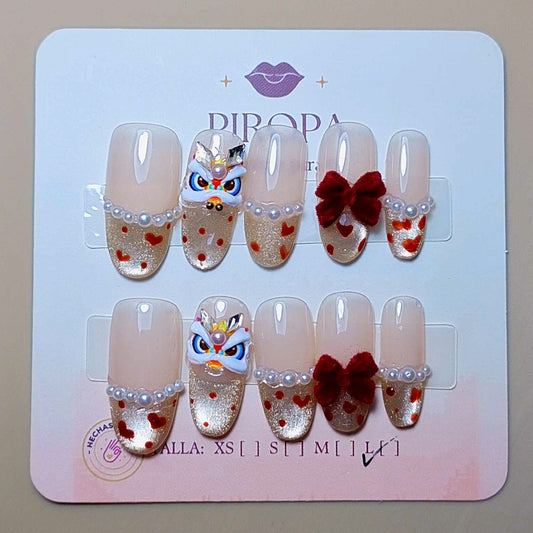 Set Fortuna Coquette — uñas press on glam hechas a mano