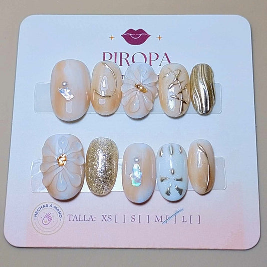 Set Gala Minimalista Dorada — uñas press on glam hechas a mano