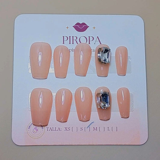 Set Nude Diamante — uñas press on coquette hechas a mano