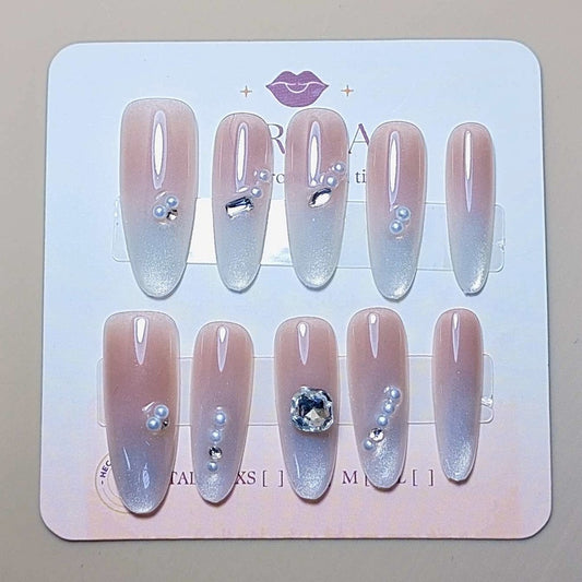 Set Caramelo de Perla — uñas press on glam hechas a mano