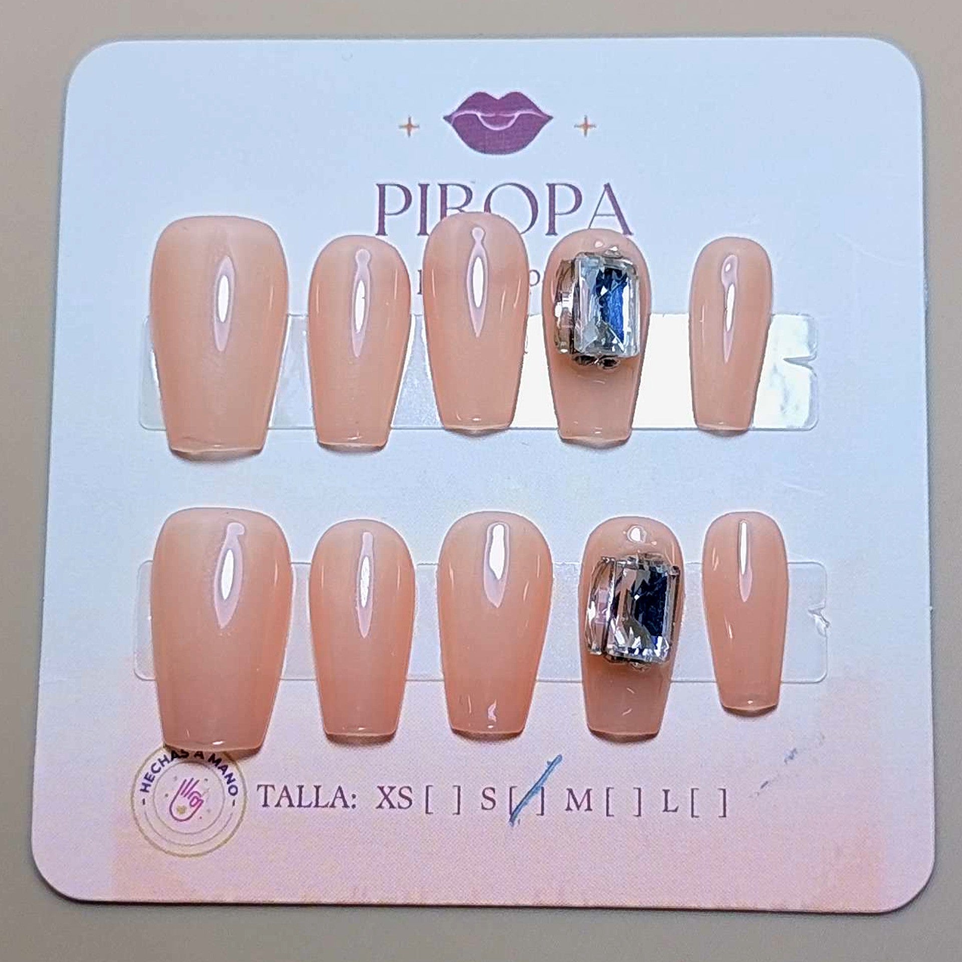 Set Nude Crystal Elegante — uñas press on coquette hechas a mano