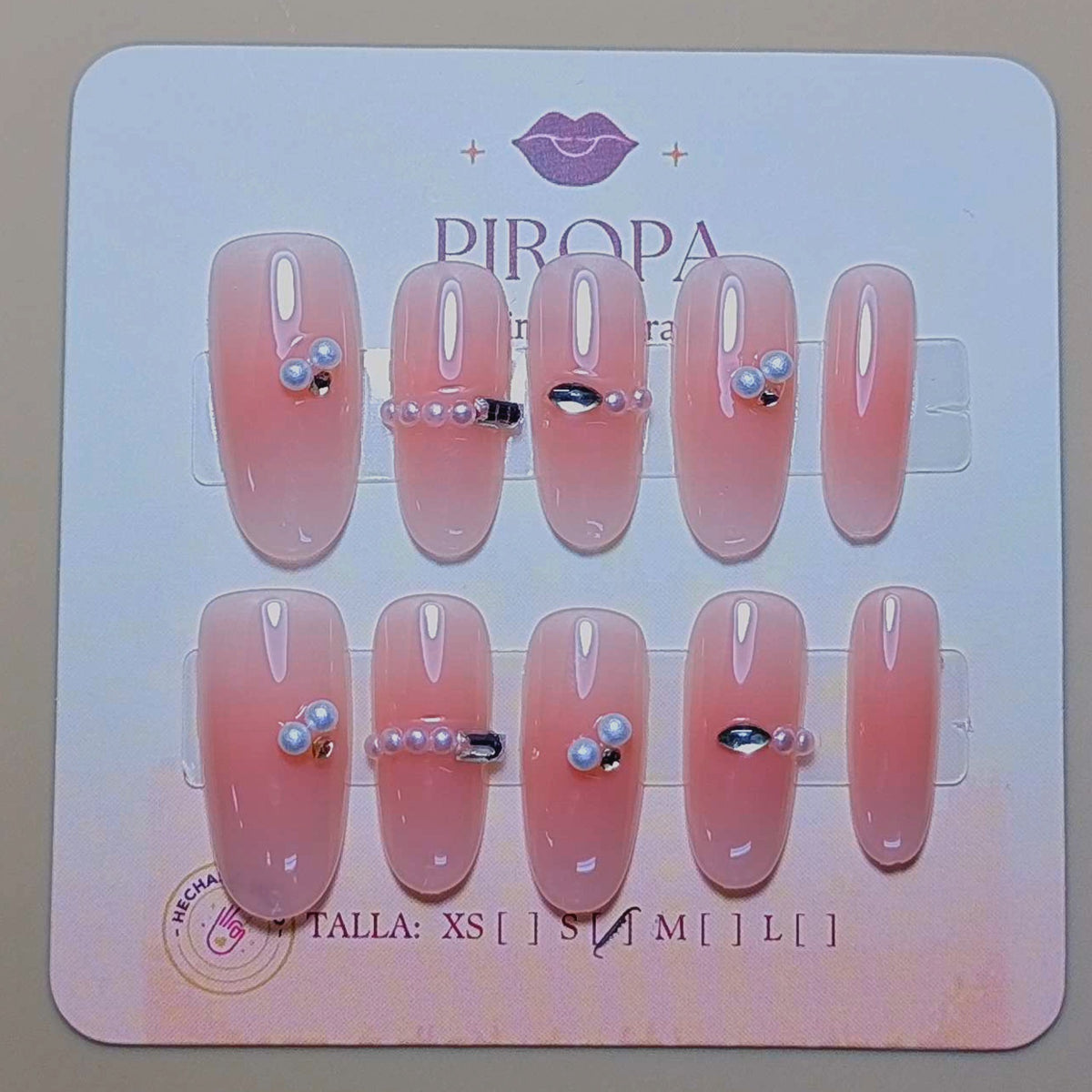 Set Milky Perla Elegante — uñas press on coquette hechas a mano