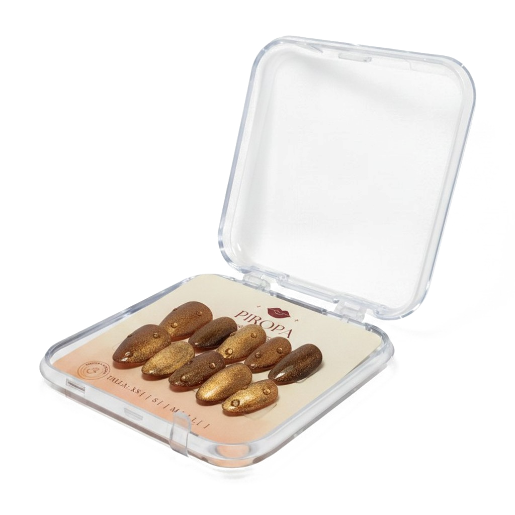 Set Champaña Rosa — uñas press on glam hechas a mano