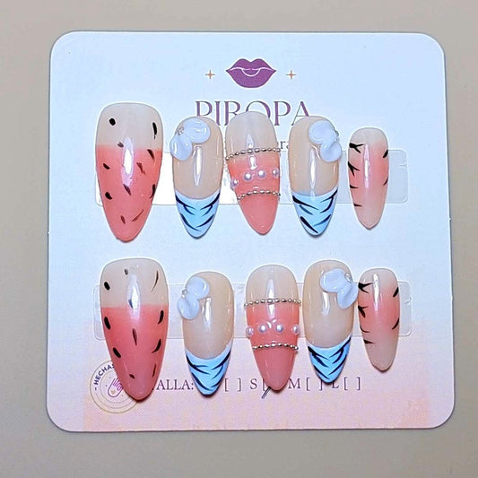 Set Encanto de Nácar — uñas press on glam hechas a mano