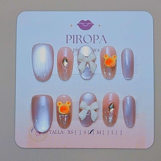 Set Ojo de Gato de Miel — uñas press on glam hechas a mano
