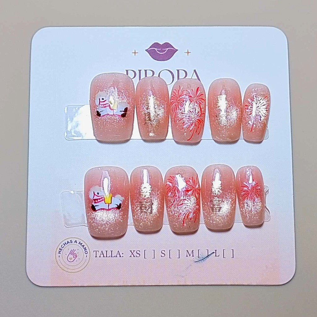 Set Magia de Carrusel — uñas press on glam hechas a mano
