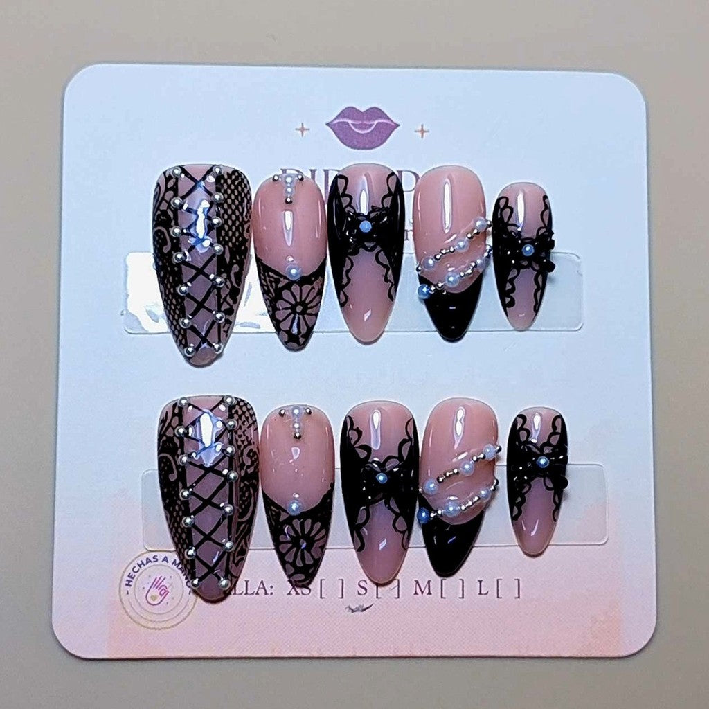 Set Corsé de Seda — uñas press on glam hechas a mano