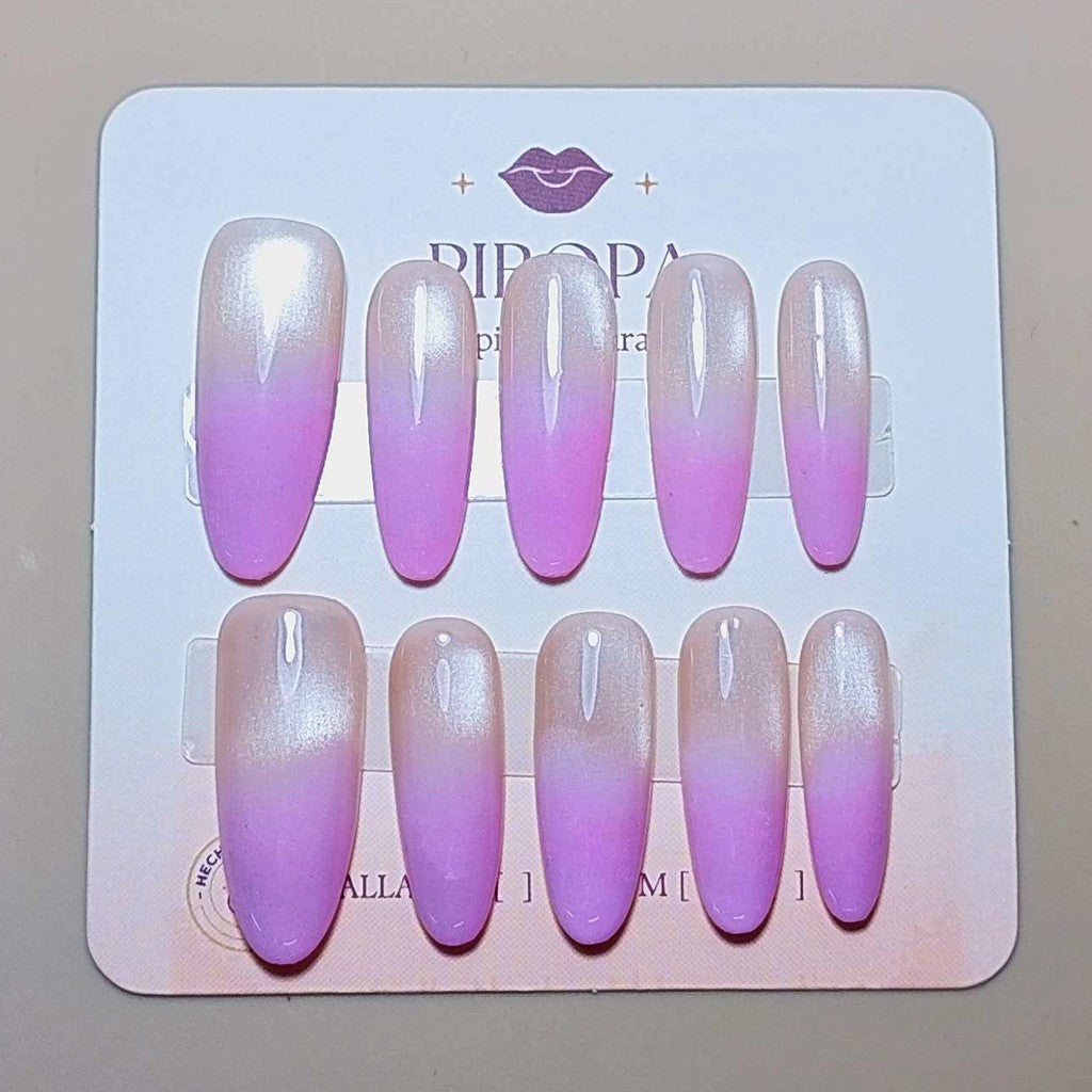 Set Atardecer Rosa Delicado — uñas press on coquette hechas a mano