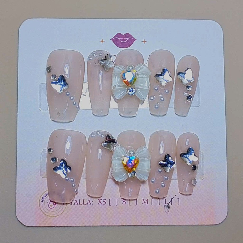 Set Mariposas De Cristal — uñas press on glam hechas a mano