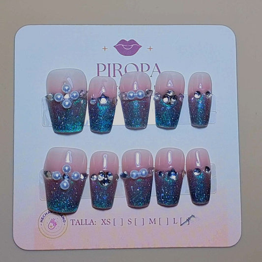 Set Polvo Estelar Cosmico — uñas press on glam hechas a mano