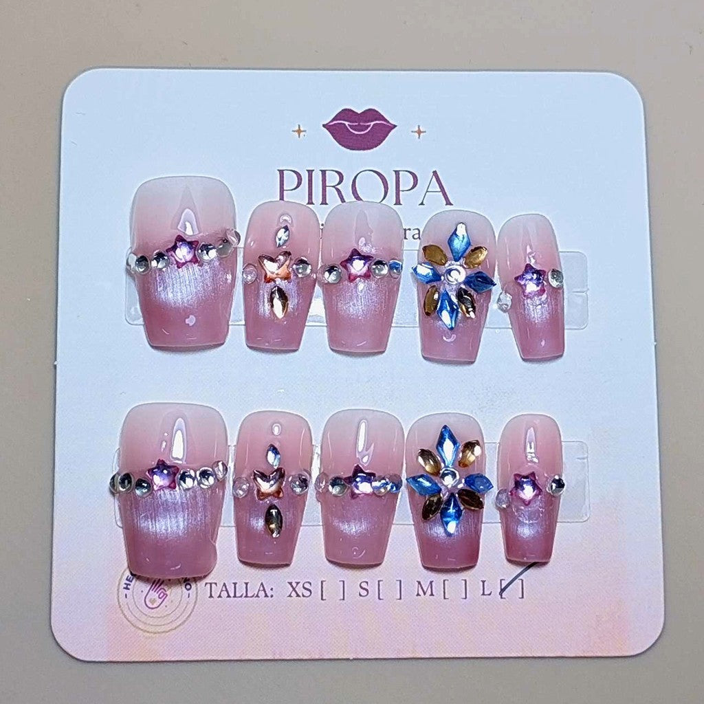 Set Primavera de Cuarzo — uñas press on glam hechas a mano
