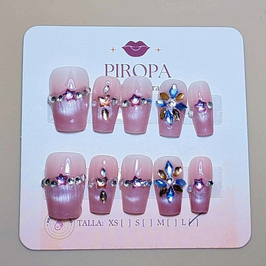 Set Primavera de Cuarzo — uñas press on glam hechas a mano