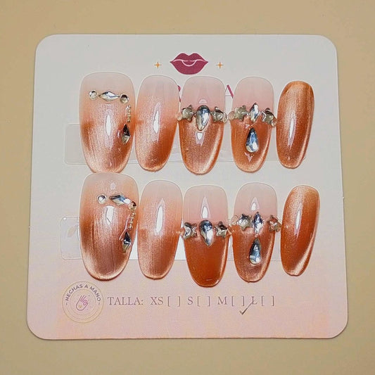 Set Glamour de Cristal — uñas press on glam hechas a mano