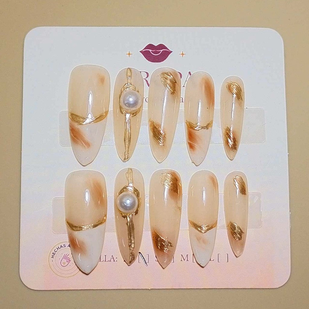Set Diosa Dorada — uñas press on glam hechas a mano